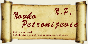 Novko Petronijević vizit kartica
